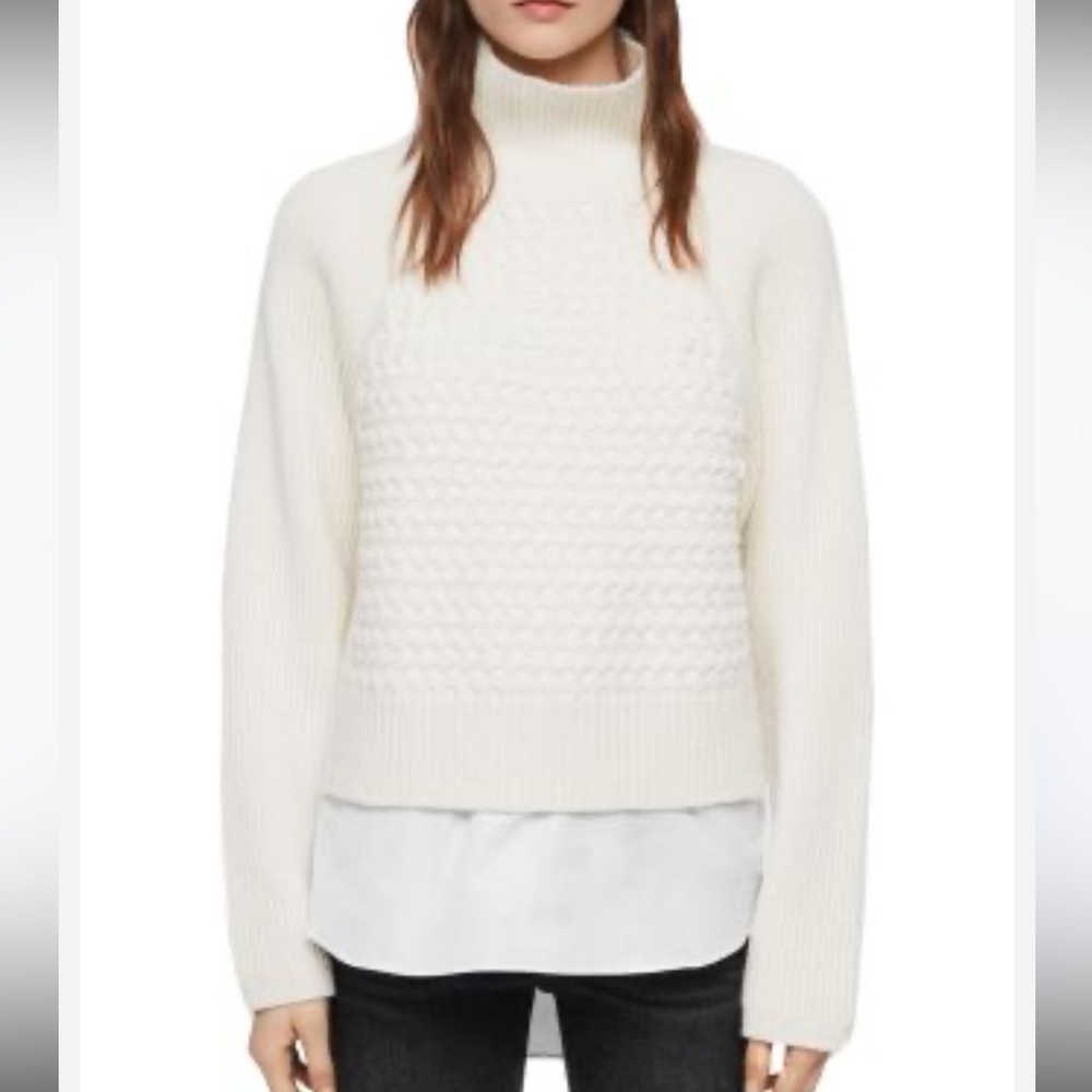 Allsaints‎ Jones Layered-Look Cable-Knit Sweater Small
